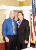 Youth Focus Executive Director William Smethers congratulates the new Ambassador to the Santa Clara County Salute to Youth/Youth Hall of Fame Cooper Dauer. Cooper is also the recipient of the $1,000 James. J. Guido Scholarship.